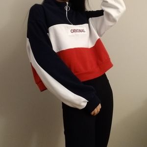 FOREVER 21 Half Zip Long Sleeve Sweatshirt